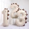 40inch Cartoon Dinosaur Number Balloons Green Cream Color Foil Balloons for Kids Boys Jungle Birthday Party Decoration Supplies