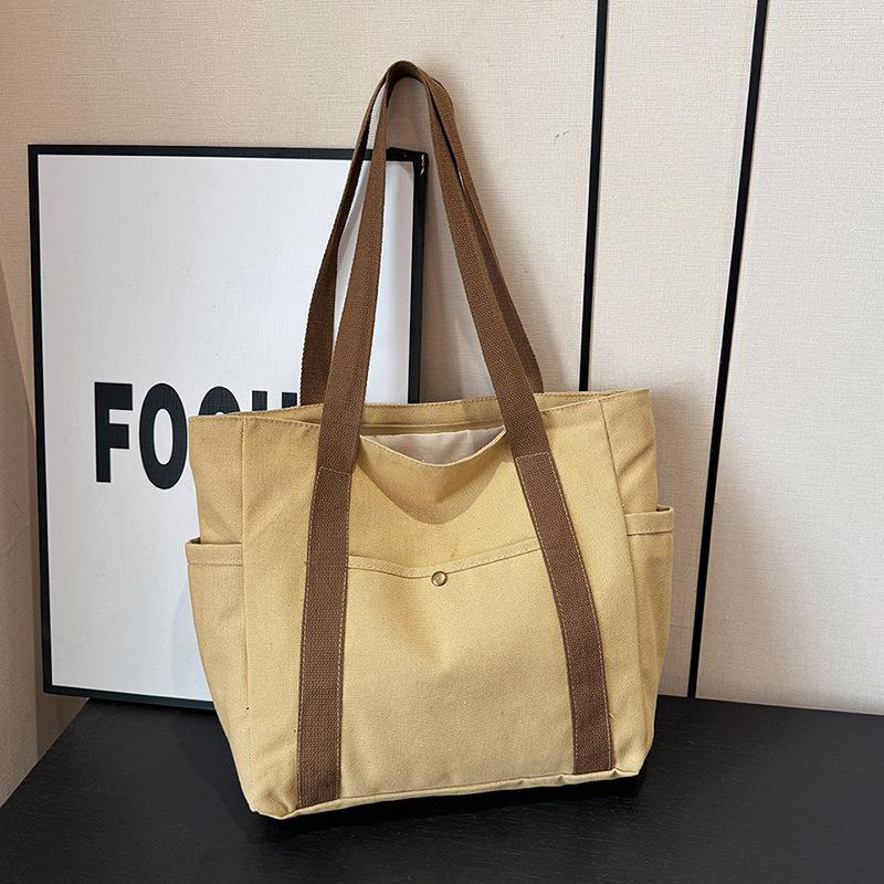 Canvas Bag, Women's Handbag, Shoulder Bag, Versatile Tote Bag, Commuting Large Capacity, Tutoring Bag, Multiple Pockets