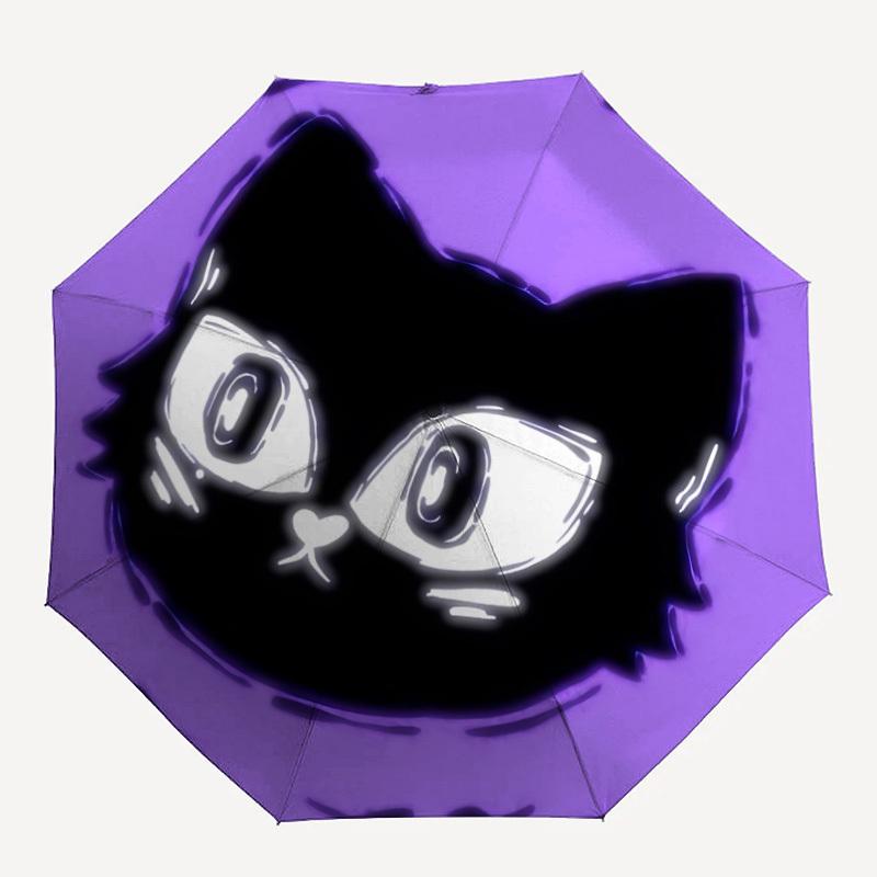 

1pc Cat PurpleAutomatic Folding Umbrella, Portable Collapsible Design, Casual Outdoor Accessory, for All Seasons 059