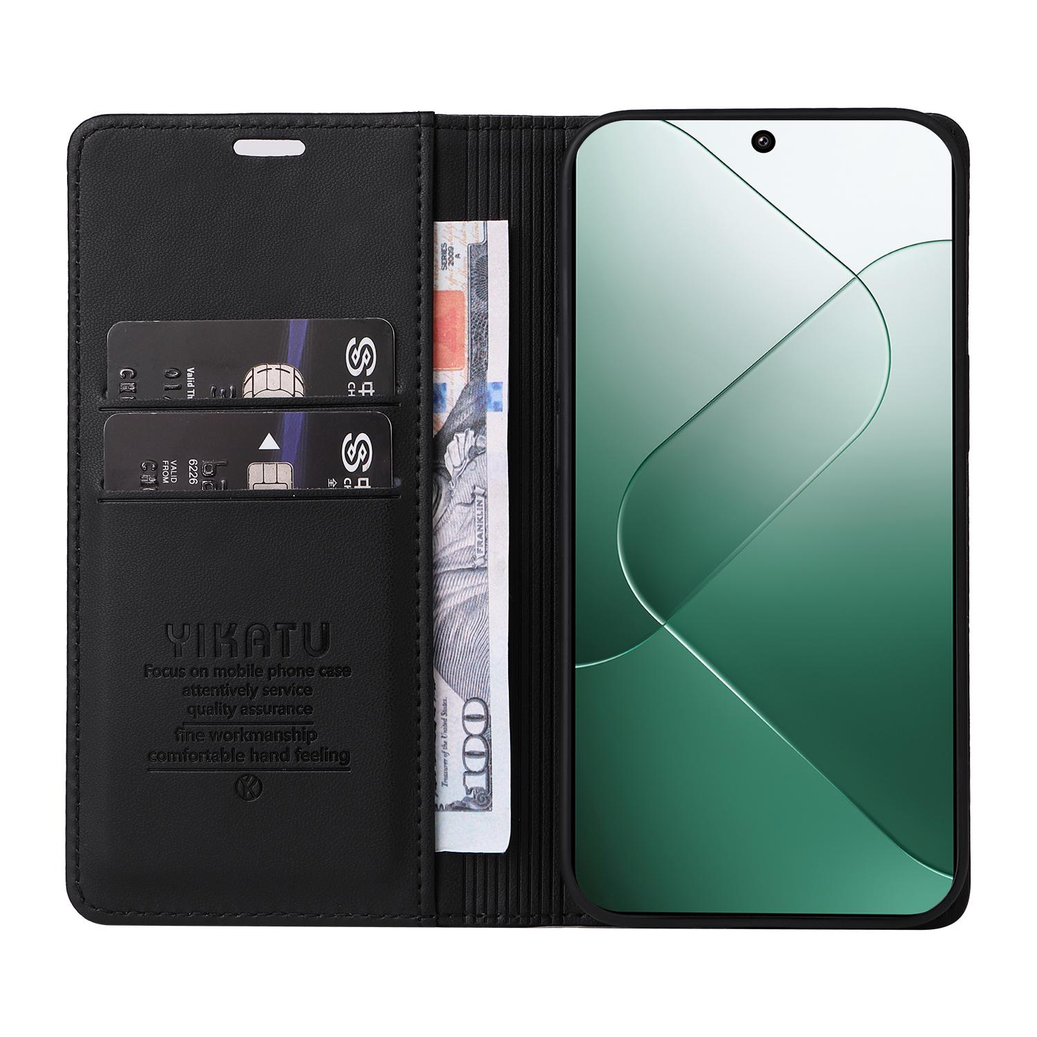 

YIKATU YK-001 for Xiaomi 14 Case Anti-drop PU Leather Wallet Phone Cover Black