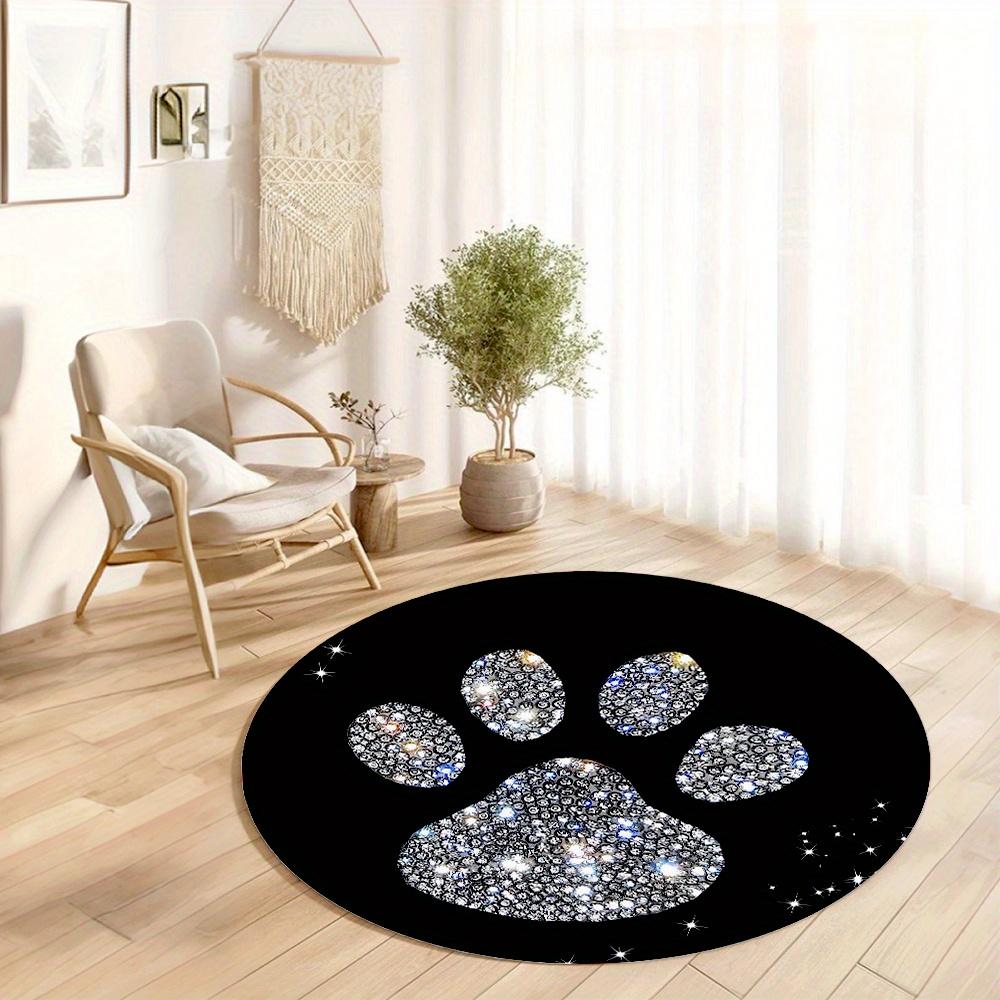 

Sparkling Cat Paw Print Round Area Rug - 2D Printed Non-Slip Floor Mat for Pet Lovers & Home Decor Unique Style, 1PC Diameter 150cm