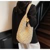 Nowa ażurowa torba tote ze słomy Damska w stylu wakacyjnym nadmorskim Casualowa torba na ramię Plażowa torba o dużej pojemności Tkana ze słomy torba tote