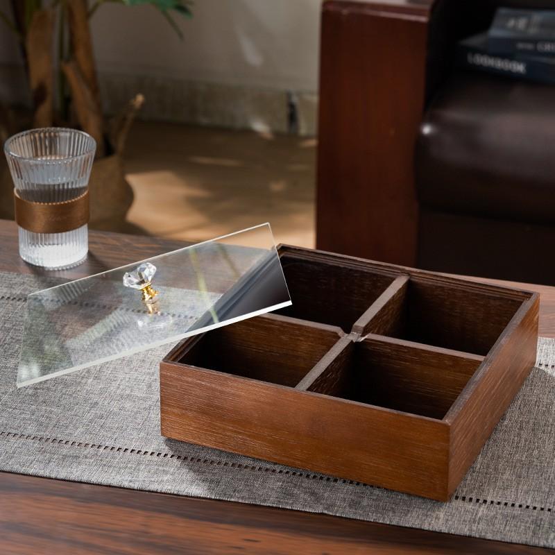 Bamboo Snack Tray With Divided Compartments Modern Chinese Style Serving Dish Nuts Candies Fruit Dessert