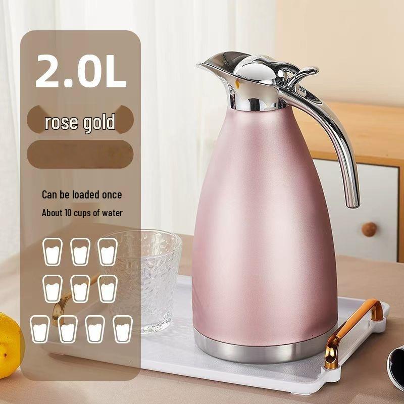 2L European Style Double Layer 304 Stainless Steel Insulated Hot & Cold Water Coffee Kettle