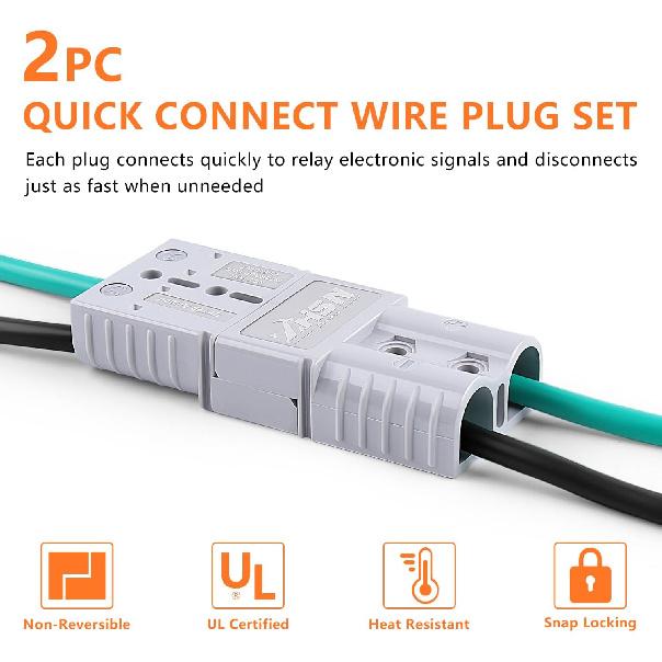 Zhushan 2 PCS 120a Battery Quick Connect/Disconnect Wire Harness Plug Connector Kit - Ideal for Cars, Trailers, Motors, and Electronics Maintenance