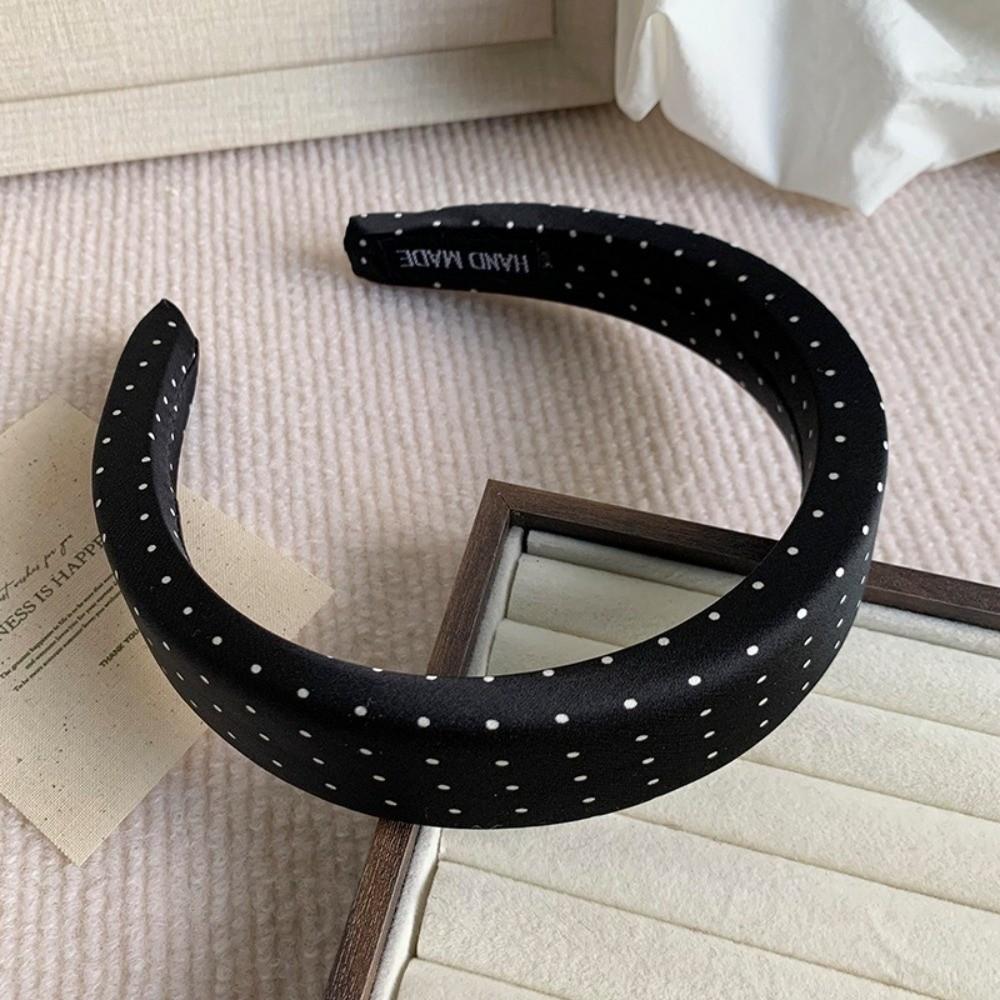 Non-Slip Wide Headband Thin Vintage Hair Hoop Elegant Polka Dot Headband Women