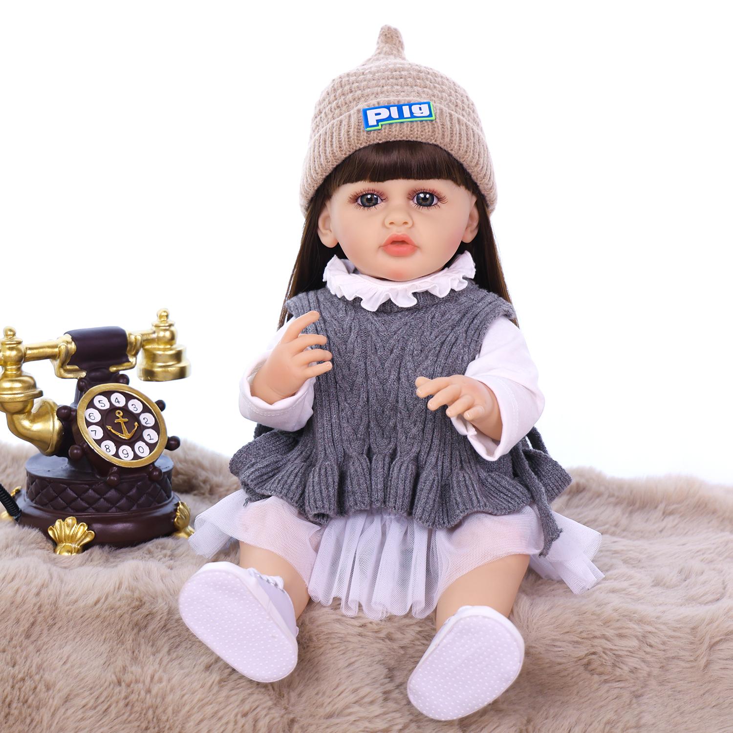 

kEIUMI Full Silicone Vinyl 22 Inch Reborn Baby Doll Realistic Skin Look Like Newborn Girl Toys Children Gift 22 inch