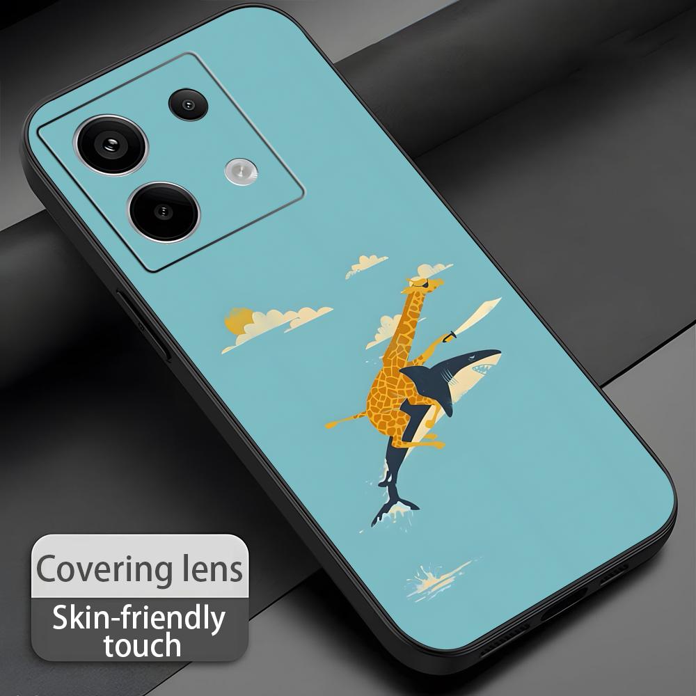 Süßes Giraffen-Handyhülle für Redmi Note 14 13 12 11 Pro Plus S 5G 14C A3 Weiche Schwarze Handyhülle