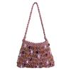 2026 New Summer Boho Handmade Macrame Woven Bag for Women Hollow Out Colorful Beaded Shoulder Bag for Beach Vacation Daily Use