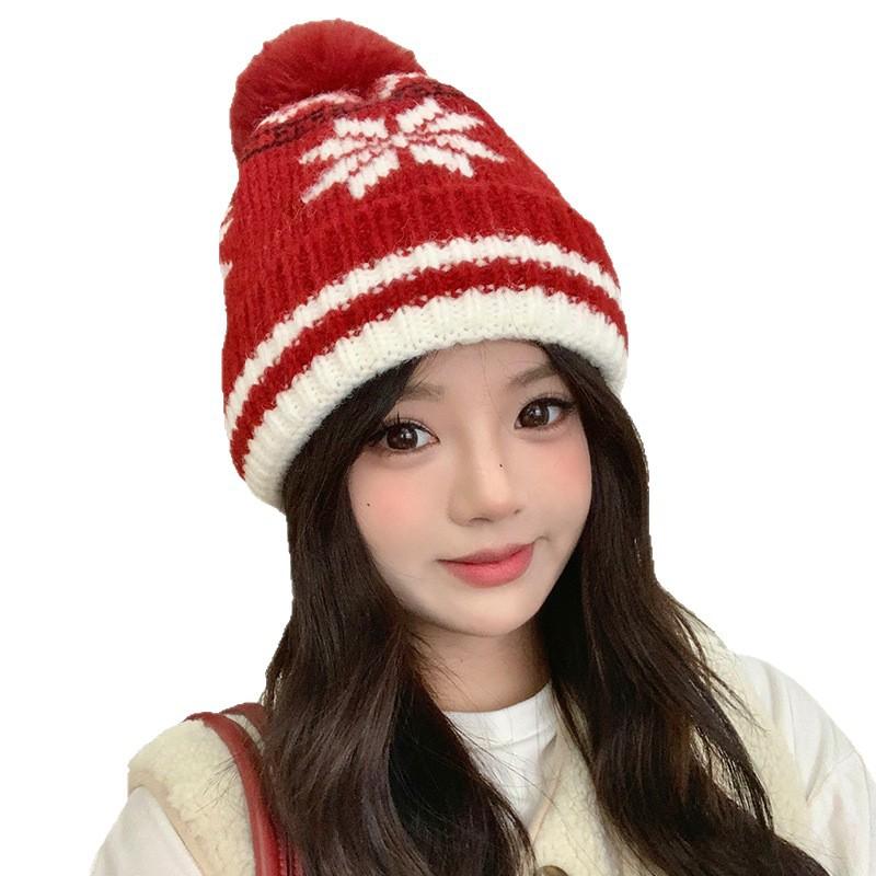 Woolen Hat for Women in Autumn and Winter Korean Style Baotou Cold Hat Plus Velvet To Keep Ears Warm and Show Face Small Woolen Hat