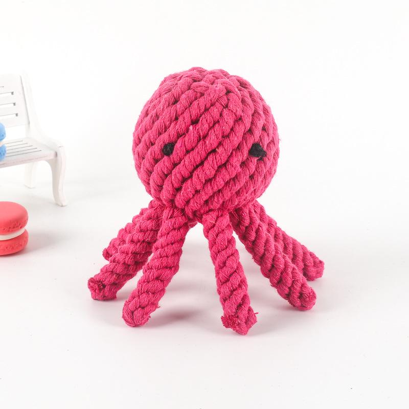 

Handmade Cotton Octopus & Squid Dog Chew Rope Toy 7cm x 15cm, 140g