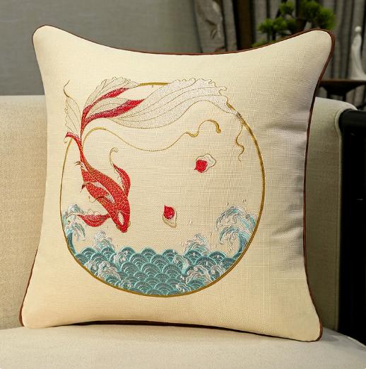Chinese New Style Fu Character Pillow Case, Wedding Red Lucky Linen Cushion Cover for Sofa Bedroom Decor