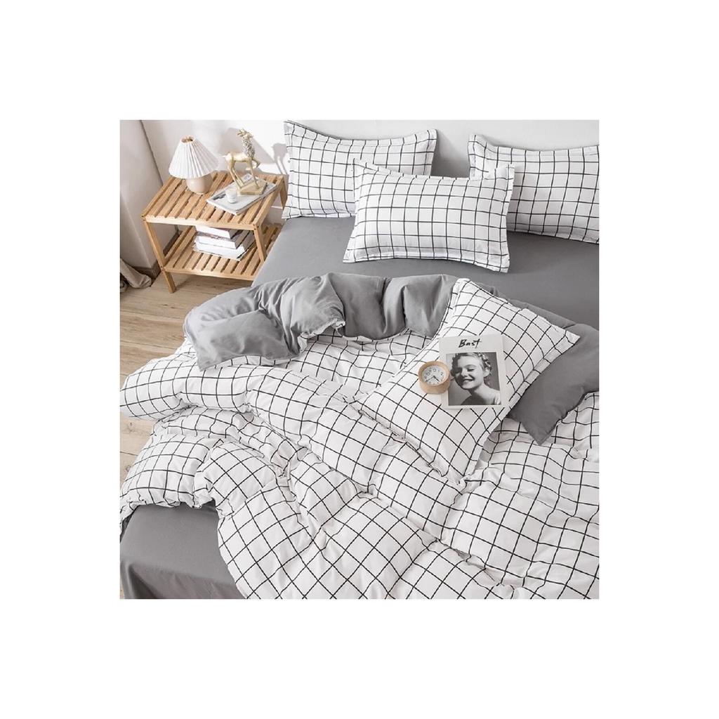 Doppelseitiges Bettbezug-Set, kariert