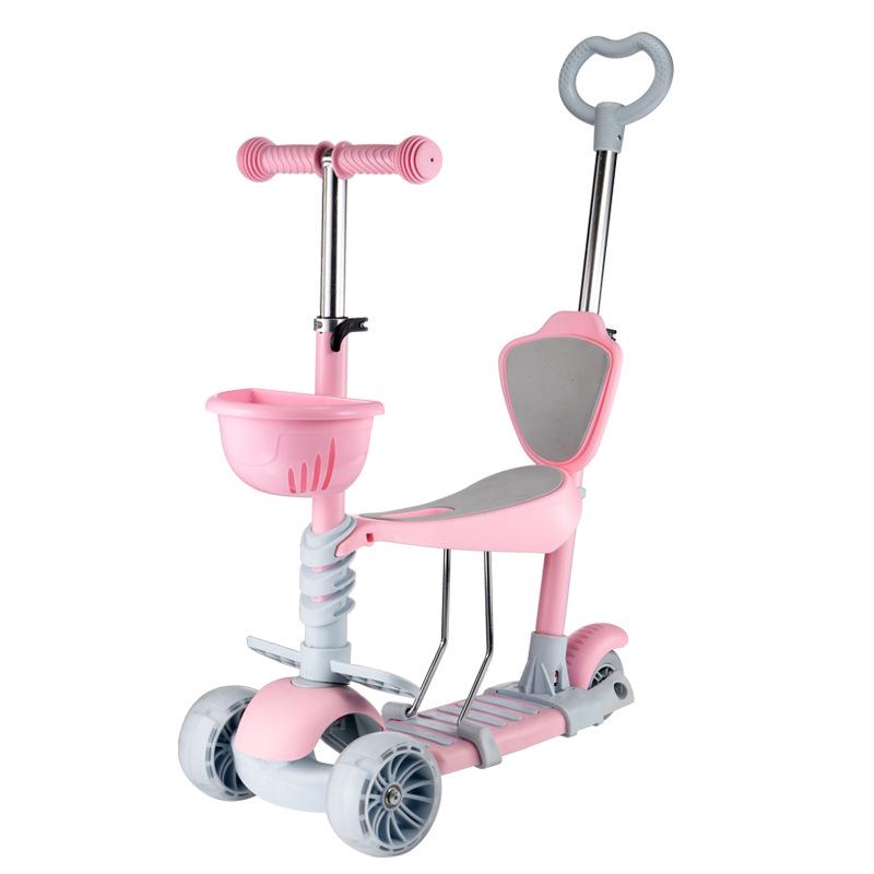 3-in-1 Kids' Scooter for Ages 2-6: Convertible Seat, Flashing Wheels, Three-Wheel Wiggle Board.
