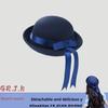 Korean Style Woolen Flat Top Hat With Ribbon For Women Autumn