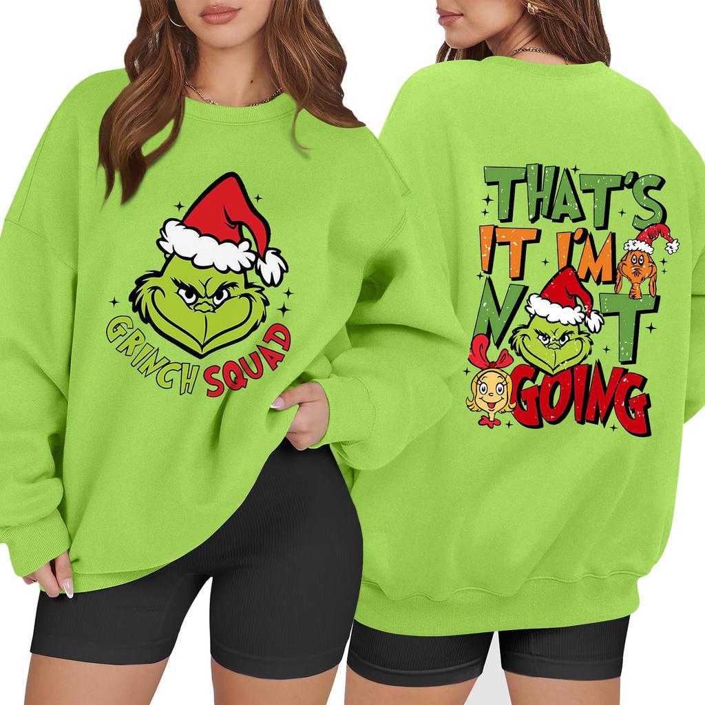 Women's Fashion Long Sleeve Print Round Neck Loose Pullover Sweater Top