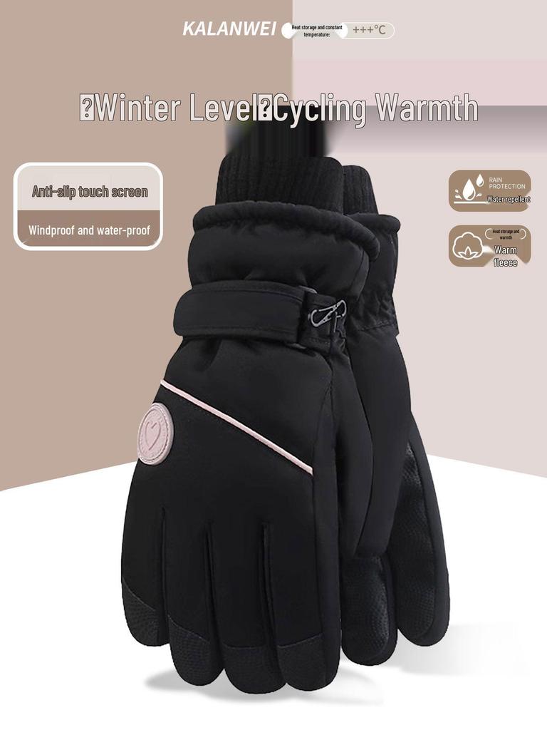 Women's Ski Gloves 2025: Velvet-Lined, Warm, Touchscreen Electric Bike Gloves for Autumn/Winter.