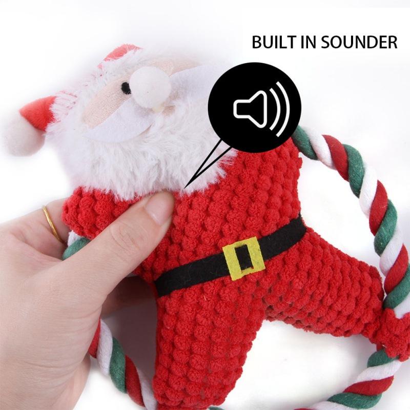 Pet Christmas Dog Toys Plush Chew for Small Dogs Chew Puppy Toys with Squeaker Durable Stuffed Santa Claus Elk Pet Supplies