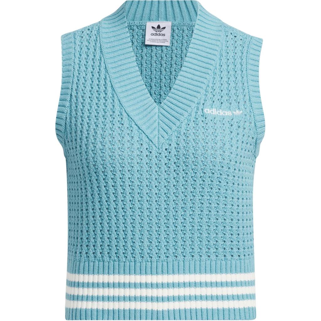 Adidas Originals Adicolor 24 Autumn Winter Collection Striped Fashion Comfortable Soft Vest Women Tops Old-Blue JD5803
