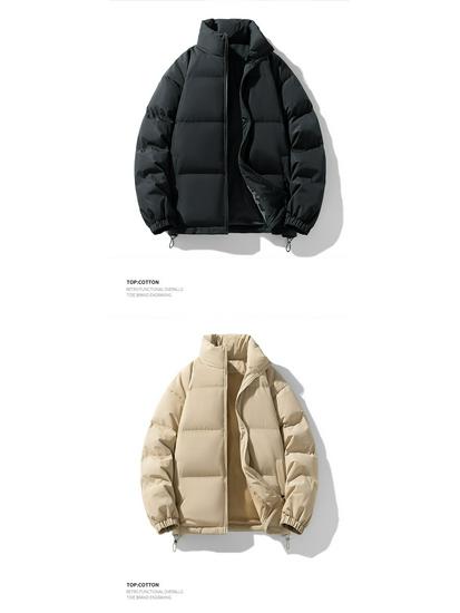 JSEN Trendy Cotton Stand Collar Down Jacket for Men & Women - 2025 Winter Warm Casual Couple Jacket.