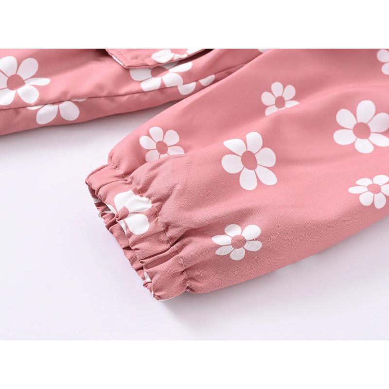 Autumn Girls Jacket Floral Fashion Windbreaker Coat Hooded Zipper Girls Outerwear Gifts Kids Clothes