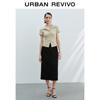 UR 2025 Autumn Women's Pleated Slim Lapel T-shirt