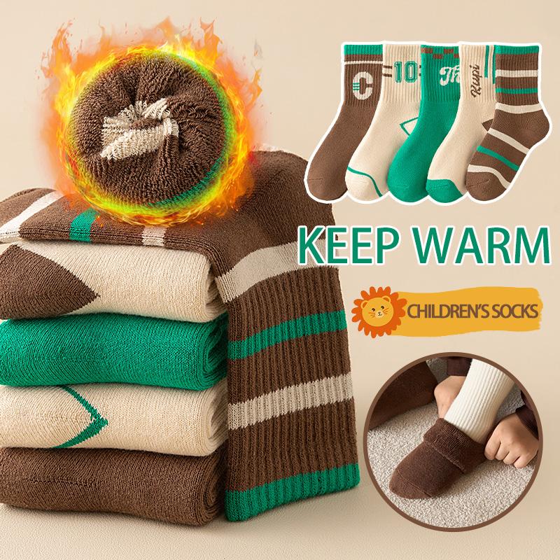 

5 пар детских зимних ультра толстых махровых носков серии C без запаха ног и высокой эластичности школьные спортивные носки 1-16 лет 5-8 years(15-18 cm) бежевый