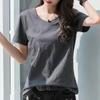 Women's Plus Size Loose Fit Bamboo V-Neck T-Shirt - Solid Color, Short Sleeve, Korean Style, Summer Trend