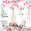 32Ft Rose Hot Pink Pennant Banner Fabric Triangle Flag Cotton Bunting Garland Kit for Wedding Birthday Baby Shower Anniversary Party Home Nursery