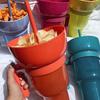 Snack And Drink Cup with Straw Lightweight Stadium Tumbler Portable