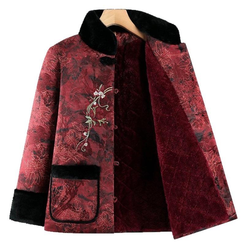 Winter velvet thickened padded jacket for the elderly and women