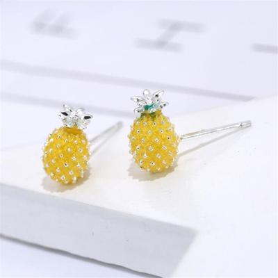 Нові креативні модні ювелірні вироби зі срібла 925 проби Fruit Personality Lovely Sweet Cute Pineapple Crystal Women Earrings Se578