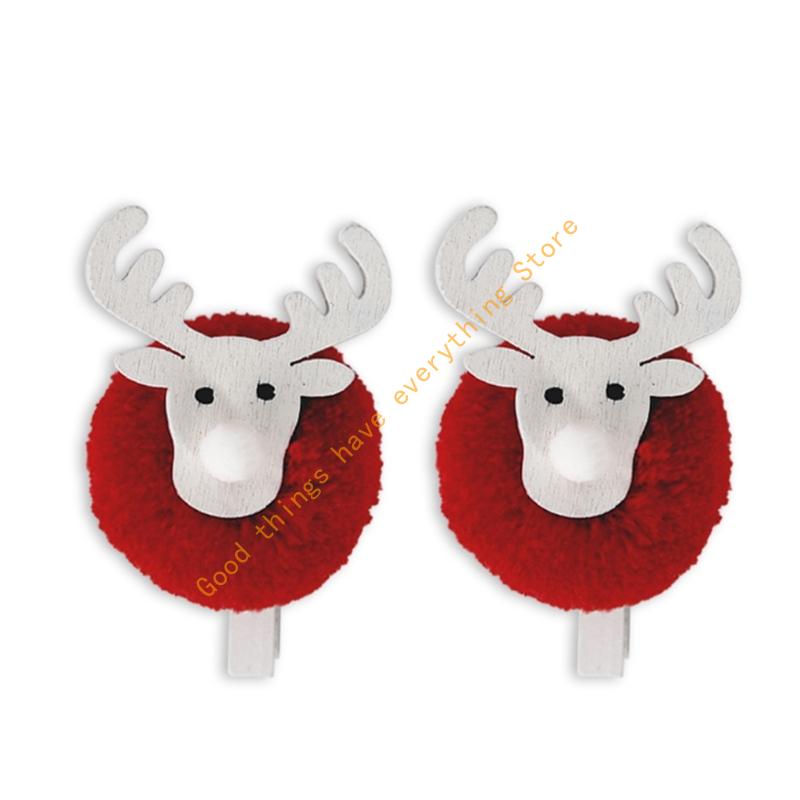 

2PCS Christmas Reindeer Wooden Note Clips Soft Plush Photo Holder Clip for Christmas Tree Photo Wall Decoration 55KF красный