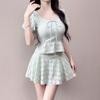 Split swimsuit female girl small fresh conservative two-piece set soaking hot spring swimsuit factory showing thin fairy fan