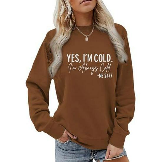 Women's Autumn/Winter Casual Round Neck Sweatshirt - Cold Letter Number Print
