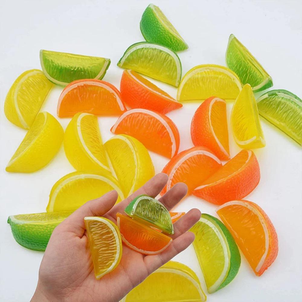 6 Artificial Lemon Slices Blocks Props Simulation Fake Fruit Realistic Model Party Home Kitchen Restaurant Christmas Decoration