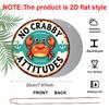2D Flat, 1pc Round Aluminum "No Crabby Attitudes" Sign, Cute Cartoon Crab & Anchor Wall Decor, Vintage Funny Coastal Metal Plaque, Waterproof Art for