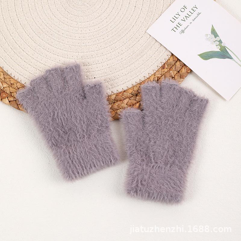 

Осень и зима студенты вязаные теплые шерстяные с полупальцами, открытыми пальцами, новые холодостойкие перчатки с полупальцами, теплые перчатки