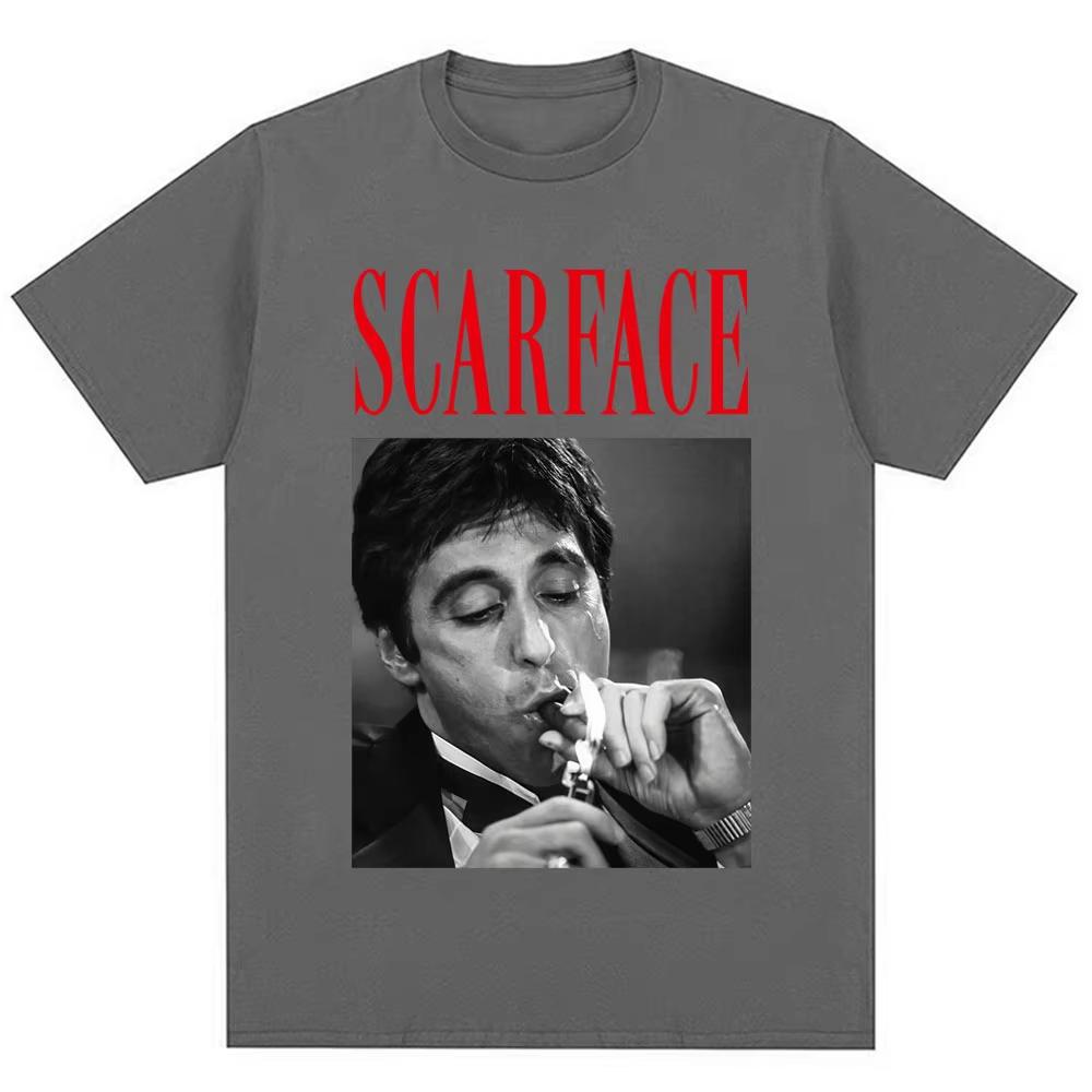 Film Gangster Scarface Al Pacino T-shirts Herrar Damer Mode Vintage T-shirts Överdimensionerad Bomull Casual T-shirt