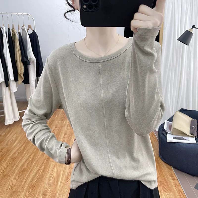 

Толстовка для женщин Осень Зима Утепленная Теплая Однотонная Мягкая Эластичная Длинный рукав Оверсайз Топы XXL серый