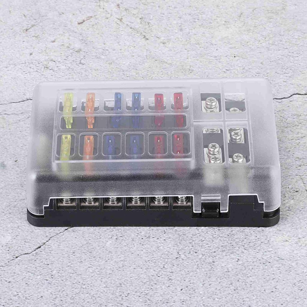 Sicherungskastenhalter mit 12-fach LED-Licht, wasserdicht und staubdicht, geeignet für Auto, Marine, Yacht, ABS-Konstruktion