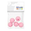 Lot de perles rondes en silicone - 10 mm - Rose - 5 pcs