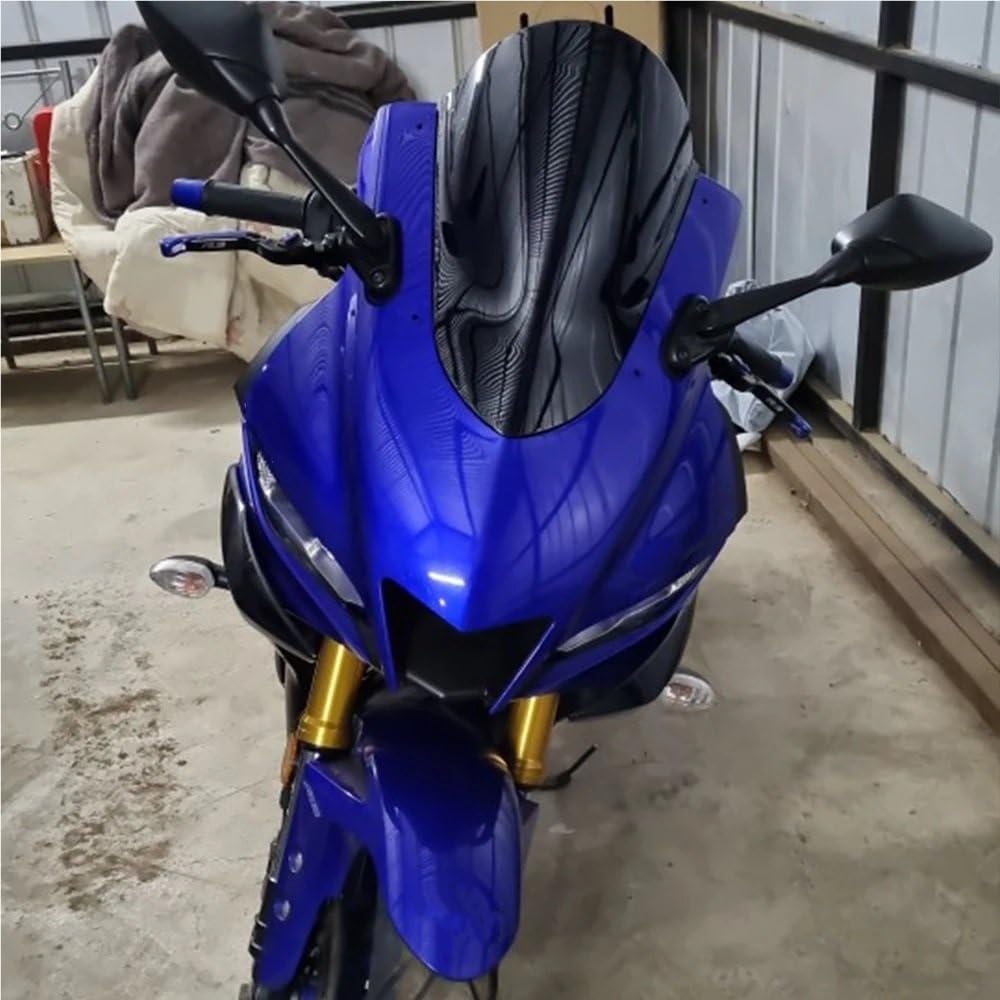 Windshield Motorcycle YZF-R3 YZF-R25 2019 2020 2021 2022 2023 Motorcycle Sport Racing Double Bubble Windshield Windshield Visor Deflector (Black)