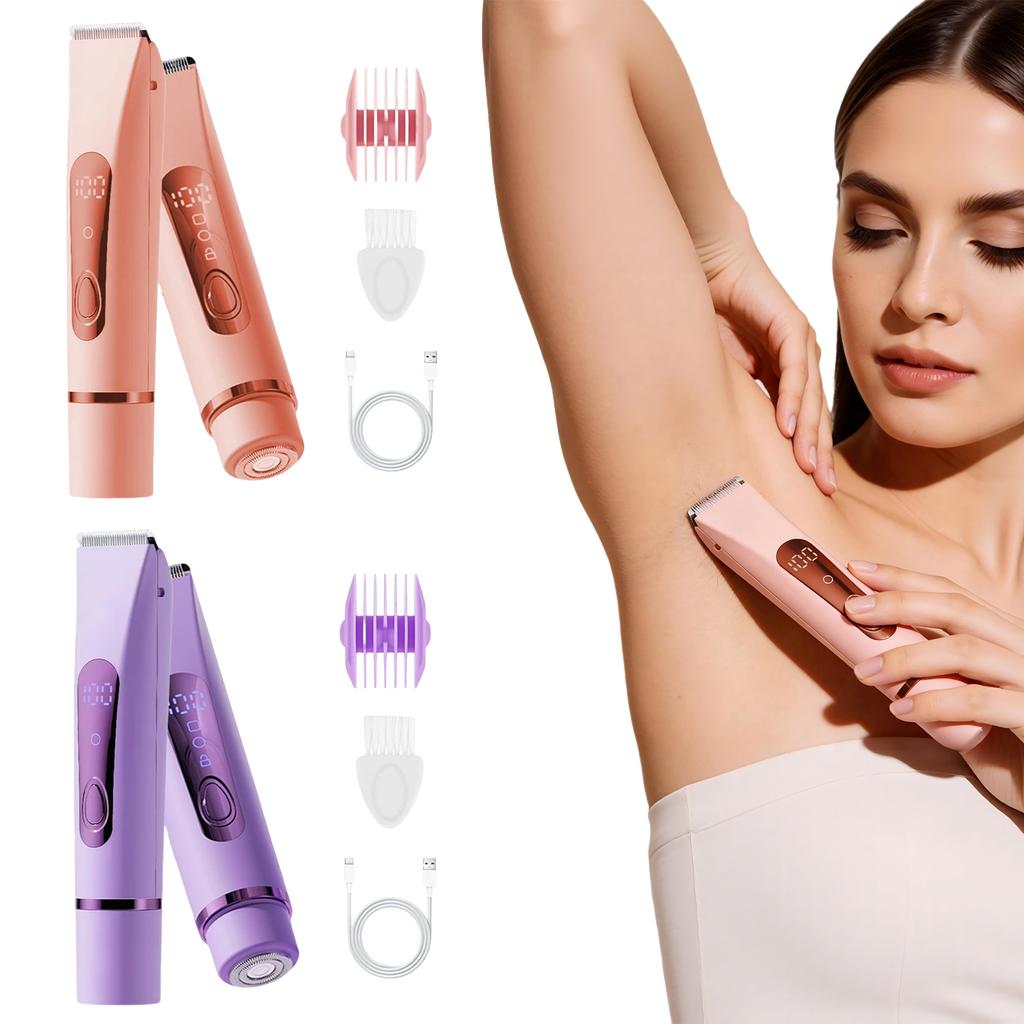 2-in-1 Bikini For Women, Update High Power Bikini Shaver, Rechargeable Cordless Electric Shaver Hair Removal With 0.5mm Ceramic For Body And Facial