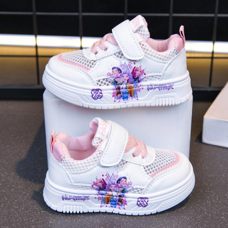 2026 Girls' Cartoon Princess White Sports Shoes - Summer Casual Fashion for Big Kids