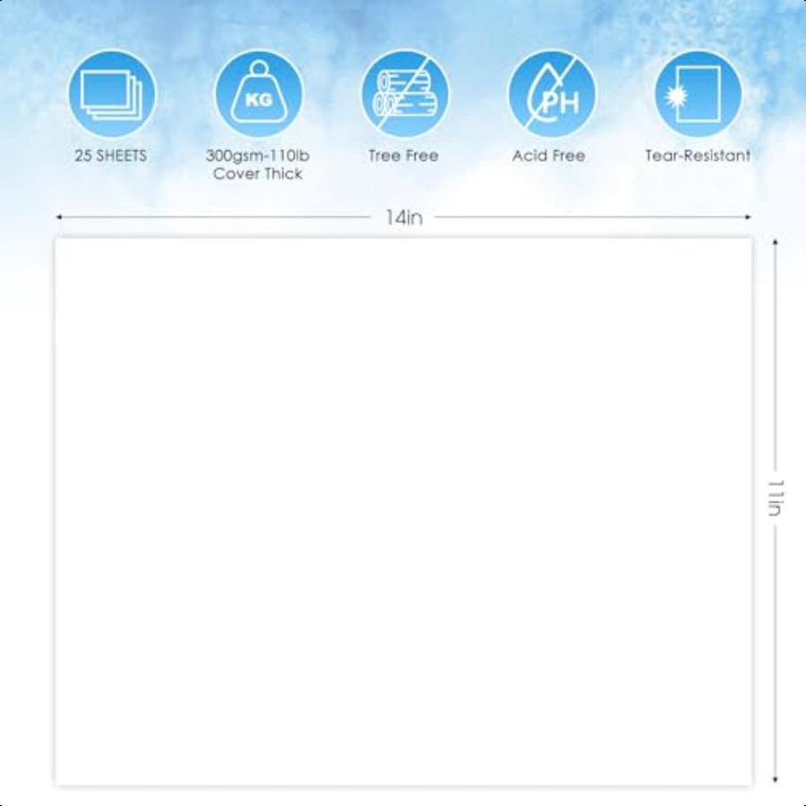 

11x14 дюймов 100 фунтов Плотный Акварельный кардсток для спиртовых чернил 300 г/м² 25 листов Синтетическая бумага Устойчивая к разрыву для спиртовых чернил Акр United States