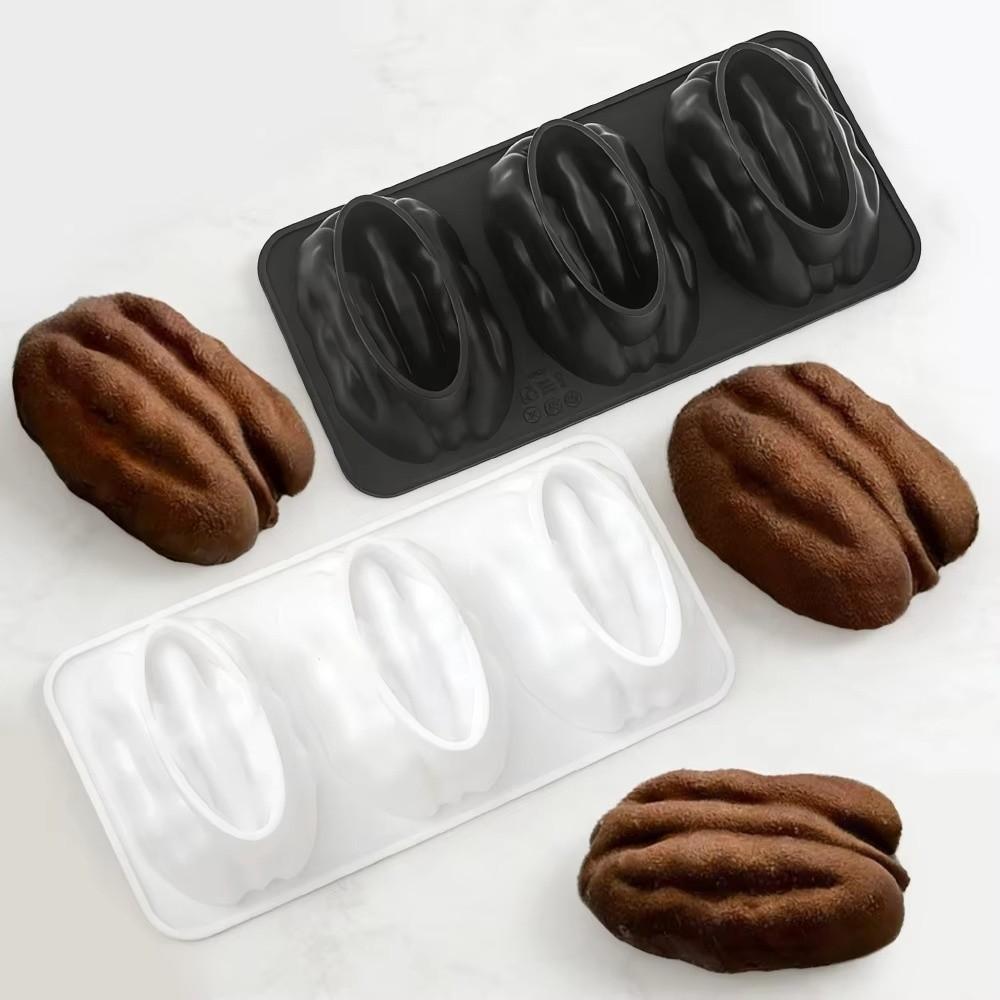 Ice Cube Tray 3 Cavity Silicone Cake Mold Non-stick Fruit Shape Pecan Nuts Mold Flexible Food Grade Baking Mold DIY Projects