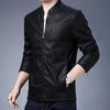 Jaqueta de Couro Masculina com Gola Alta Slim Fit Bonita Roupa de Motociclista em Couro PU Jaqueta de Couro