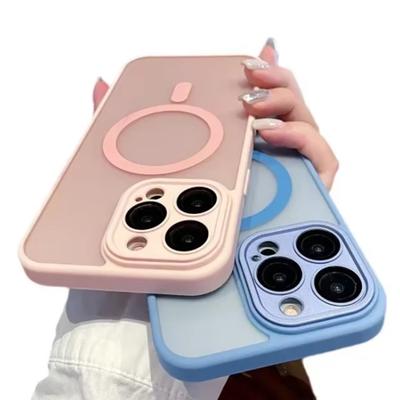 Durchsichtige Matte Stoßfeste Hülle Für iPhone 16 15 14 13 12 11 Pro Max Plus Hülle Für Magsafe Magnetische Kabellose Ladeabdeckung