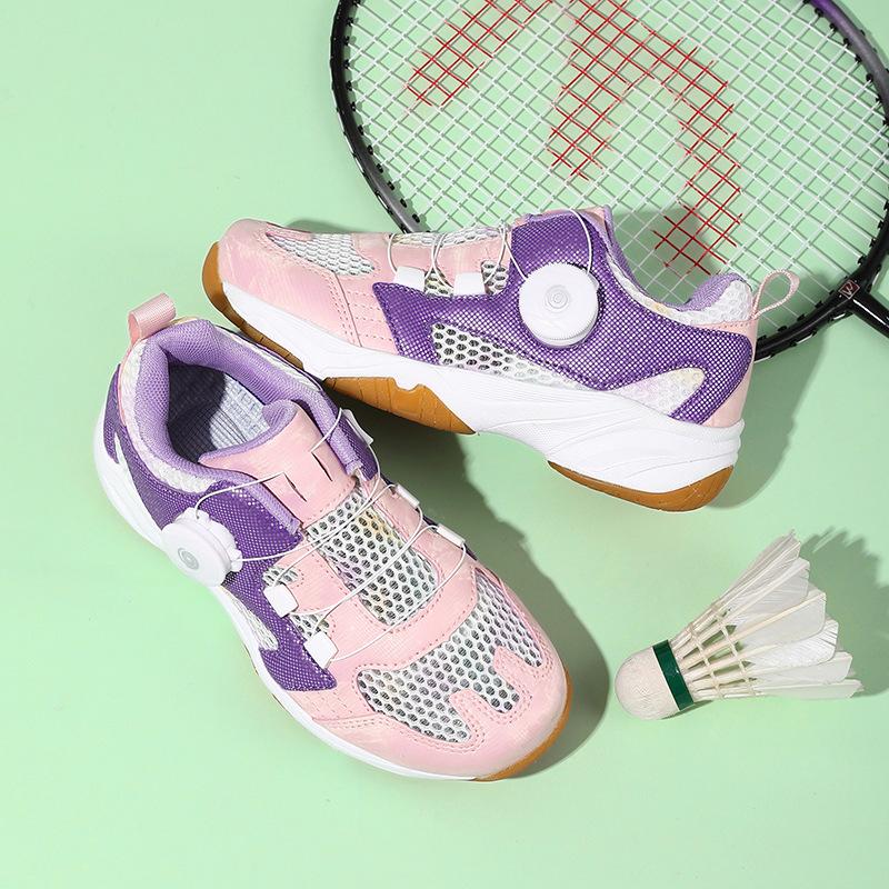 Summer single net children's badminton shoes rotating buckle breathable wear-resistant training shoes boys and girls lace-up sports shoes